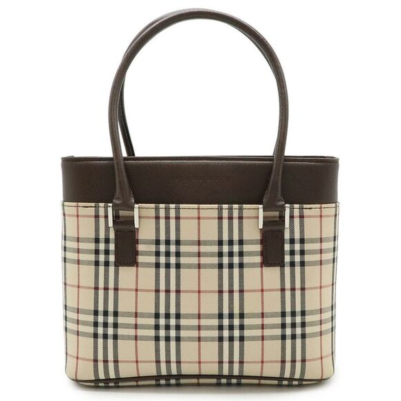 Burberry Nova Check Canvas Leather Tote Bag - Picture 1 of 9